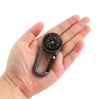 Outdoor Compass Carabiner Mini Camping Keychain Mountaineering Hiking Backpack Buckle with Compass Survival Children Gifts