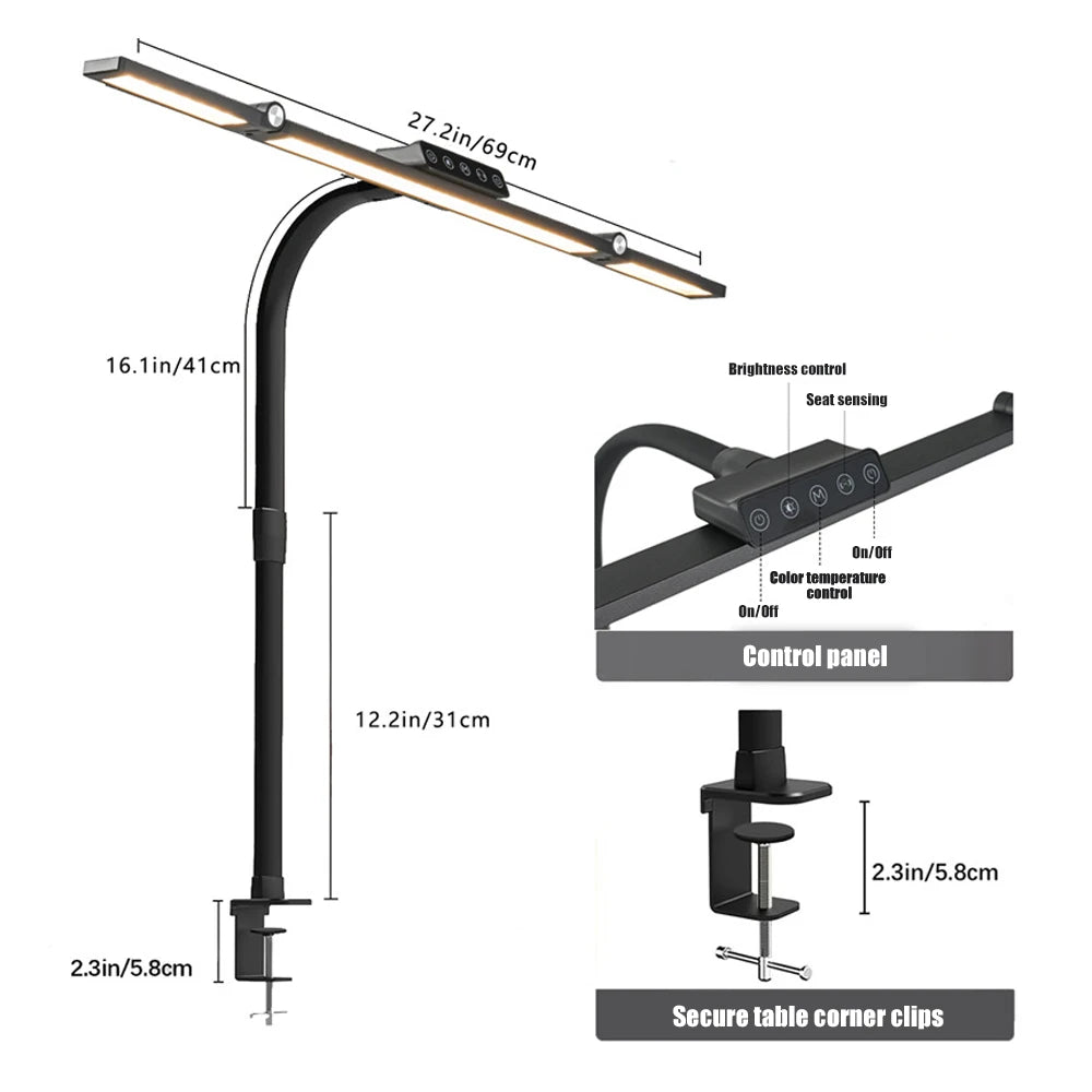 Home Office LED Desk Lamp with Stepless Dimming - Smarsty