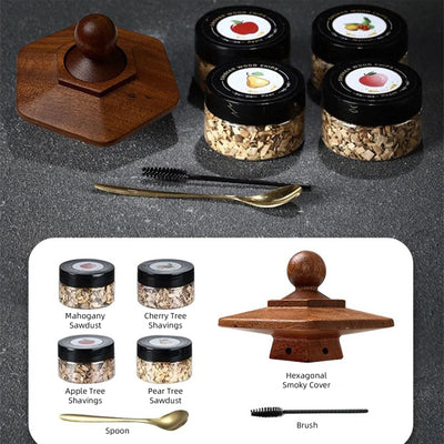 Glass Top Smoker Cocktail Smoker Kit With 4PCS Wood Chips Bartender Accessories For Whiskey Drinks Smoking Gift Kit for Men - Smarsty