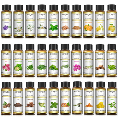 EUQEE 10ml Pure Natural Essential Oil Lavender Jasmine Eucalyptus Vanilla Sandalwood Sweet Orange Lemon Oregano Neroli Fragrance - Smarsty