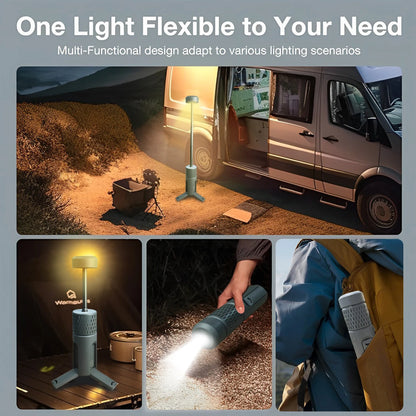 Upgraded Camping LED Telescopic Flashlight with Tripod Rechargeable Emergency Lamp Outdoor Portable orch Light Table Lamp Tent by Smarsty