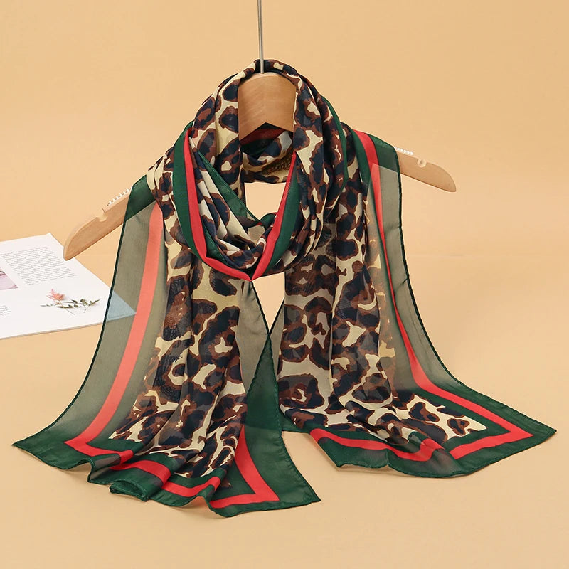 Women Print Chiffon Scarf Lightweight Sunscreen Shawl Wrap - Smarsty
