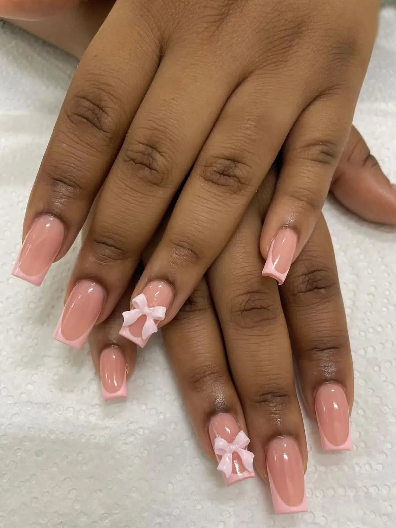 Pink Bowknot Stiletto Press On Nails 24PCS Full Cover - Smarsty
