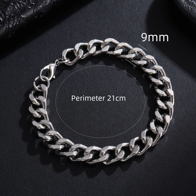 Trendy Stainless Steel Cuban Chain Bracelet for Men - Smarsty