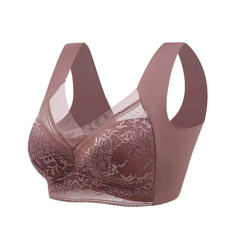 L-6L Women Large Bra Push Up Ice Silk Seamless upper Bralette Lace Wireless Summer Bras Plus Size Top Lingerie Underwear 15019 - Smarsty