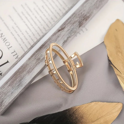 Gold Hollow Heart Mini Hair Claw Non Slip Grip Barrette - Smarsty