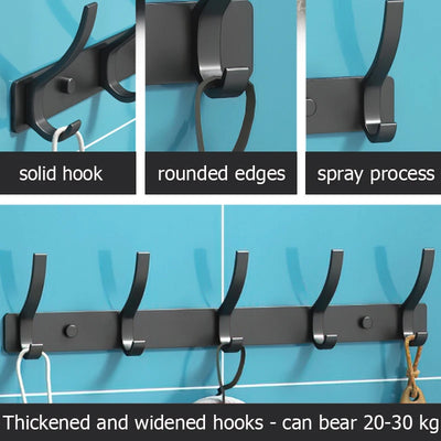 Black and White Folding Robe Hooks for Bathroom Storage - Smarsty