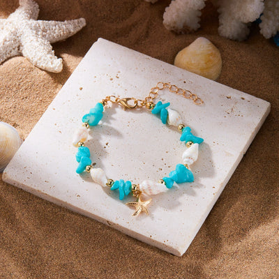 Bohemian Starfish Pendant Beaded Bracelet for Women - Smarsty