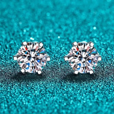 Moissanite Stud Earrings D Color 925 Sterling Silver - Smarsty