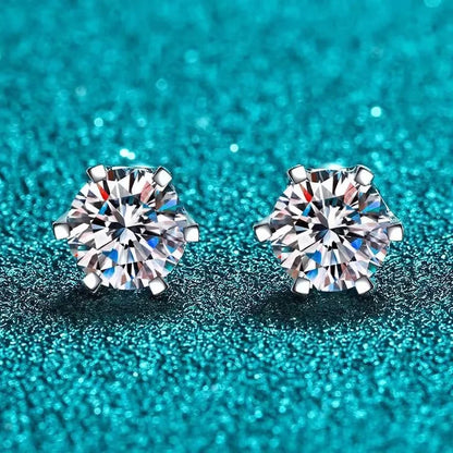 Moissanite Stud Earrings D Color 925 Sterling Silver - Smarsty