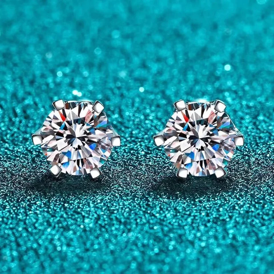 Moissanite Stud Earrings D Color 925 Sterling Silver - Smarsty