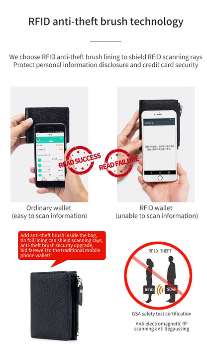 Genuine Leather Men Women Cute Short Wallet Luxury Solid Zipper Coin Purse rfid Bank Credit Card Holder Slim Small Money Bag