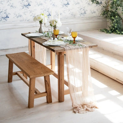 Rustic Cheese Cloth Table Runner for Weddings and Events - Smarsty