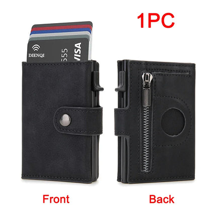 Rfid Carbon Fiber Men Wallets for Airtag Luxury Slim Mini Credit Card Holder Wallets for Men Air Tag Tracker Minimalist Purse - Smarsty