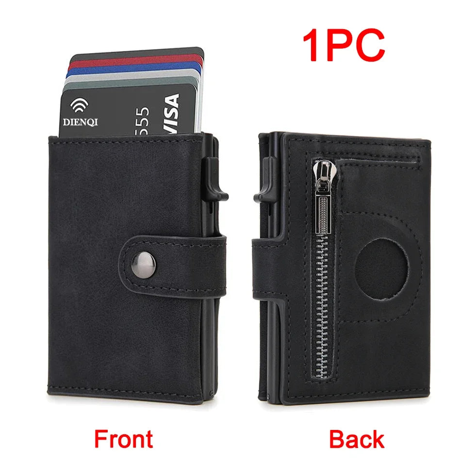 Rfid Carbon Fiber Men Wallets for Airtag Luxury Slim Mini Credit Card Holder Wallets for Men Air Tag Tracker Minimalist Purse - Smarsty