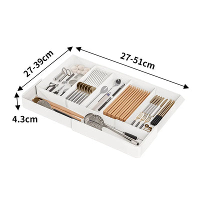 Kitchen Drawer Retractable Storage Box Kitchen Storage Tray Detachable Tray Household Partitioning Organization Box