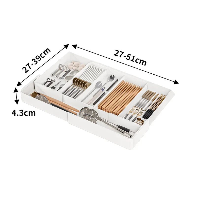 Kitchen Drawer Retractable Storage Box Kitchen Storage Tray Detachable Tray Household Partitioning Organization Box