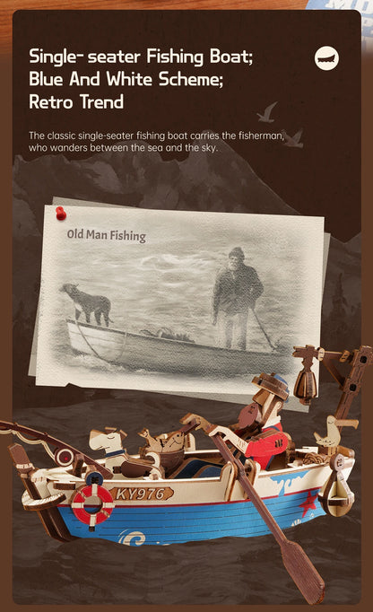 Robotime Rokr Gravity Swing Model Building Kit 3D Wooden Puzzle kit Sky Captain kit Ocean Fisher kit Best Gifts for Adults Teens