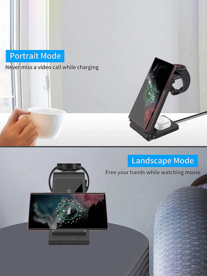 Three In One Wireless Charger Station With Fast Charging - Smarsty