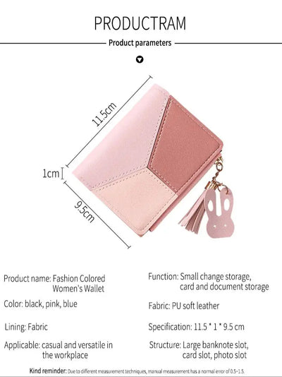 Fashion Women's Wallet Zipper Coin Purse Lady Short Clutch Purse Handbag Patchwork Leather Female Card Holder Wallet Phone Pouch - Smarsty