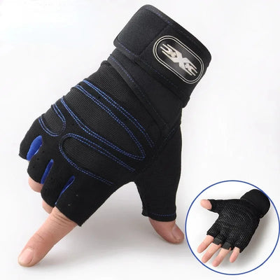Outdoor Sport Gloves for Men Women Wrist Guard Fitness Gym Cycling Hiking Boxing Exercise Training Workout Long Wrist Fingerless by Smarsty
