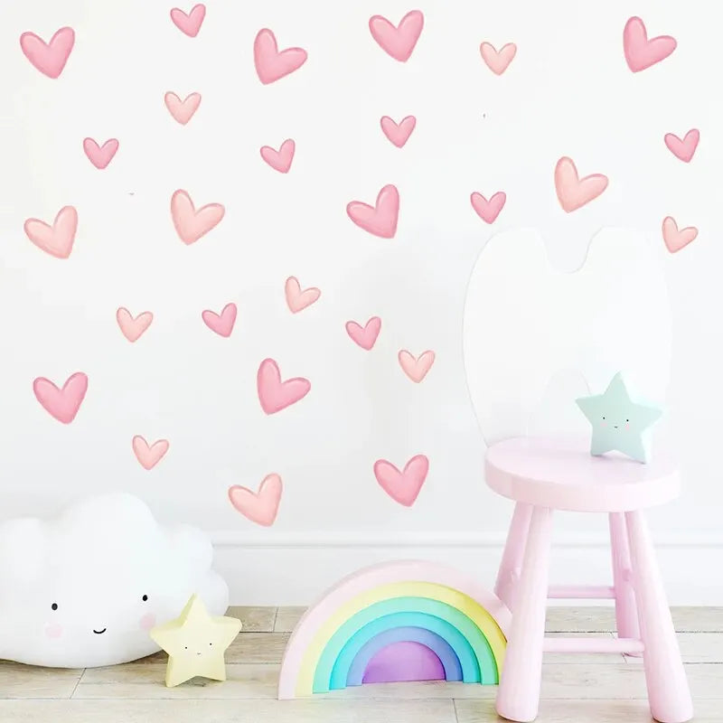 60 Pcs Heart Shape Wall Stickers for Kids Room Decor - Smarsty