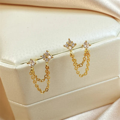 Minimalist Flower Stud Earrings Gold Cubic Zirconia - Smarsty