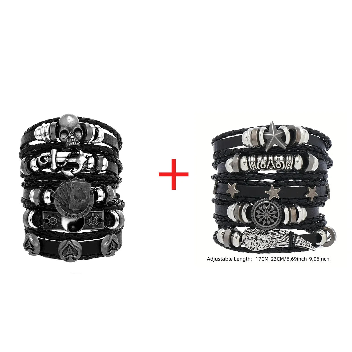 Viking Leather Bracelet For Men Adjustable Skull Design - Smarsty