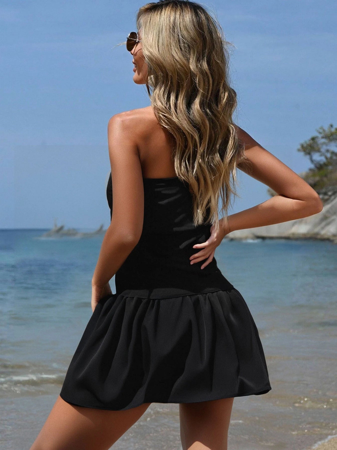 Black Sexy A-Line Dress Summer Strapless Women Slim Fit Off Shoulder Fashion Patchwork Casual Party Female Mini Dresses Clothing