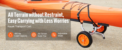 SucceBuy Kayak Cart 450lbs Detachable Canoe Trolley Cart with 12'' Tires Adjustable Width for Paddleboards Float Mats Jon Boats