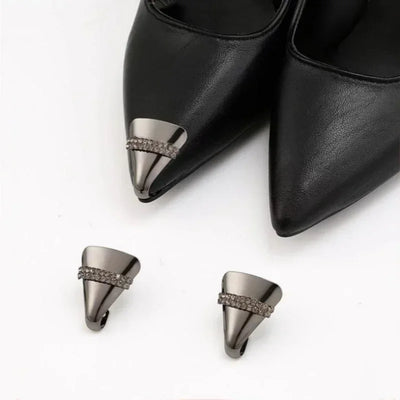 Women High Heel Metal Toe Cap Wear and Tear Concealer Anti-kicking Leather Shoes Point Protector Flat Shoe Tips Cap Accessorices - Smarsty