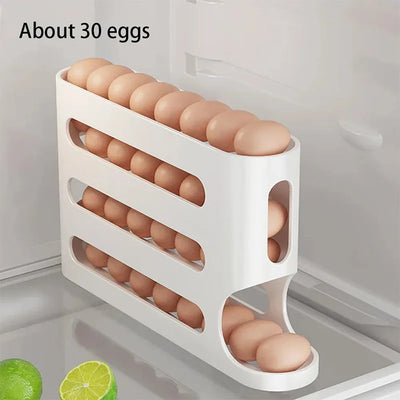 Automatic Roll-out Egg Storage Device Household Refrigerator Storage Box Egg Box Can Hold 30 Eggs High Quality Egg Rack Kitchen by Smarsty