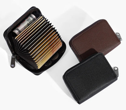 20 Detents Cards Holders PU Business Bank Credit Bus ID Card Holder Cover Coin Pouch Anti Demagnetization Wallets Bag Organizer