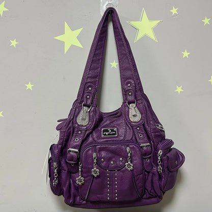Angelkiss PU Leather Women Shoulder Bag Zipper Closure - Smarsty
