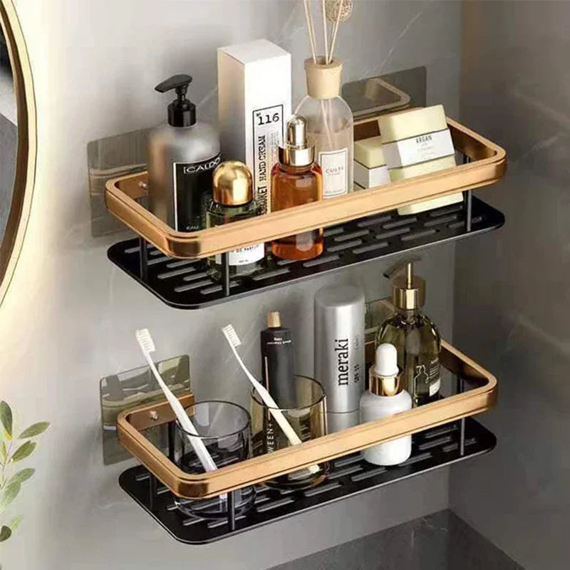 Aluminum Alloy Bathroom Shelf No Drill Storage Solution - Smarsty