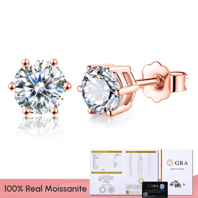 Certified D Color Moissanite Stud Earrings Gold Plated - Smarsty