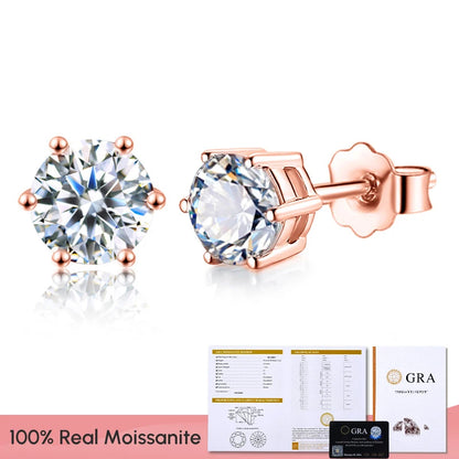 Certified D Color Moissanite Stud Earrings Gold Plated - Smarsty