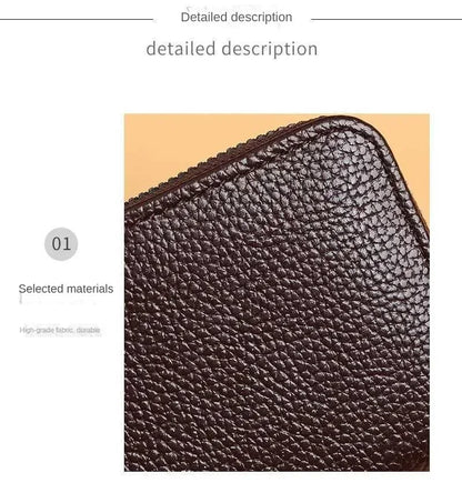 Multi Slot Card Holder Vintage Small Wallet Women Men Business Bank Credit Card Bag Male Coin Pouch Solid Leather Zipper Wallet - Smarsty
