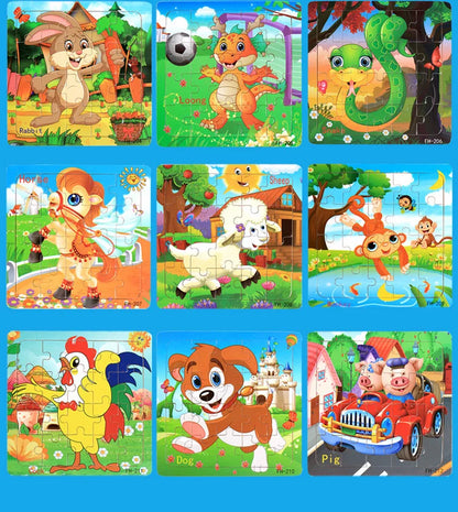 New 20 Piece Wooden 3d Puzzle Cartoon Animal Vehicle Jigsaw Puzzle Montessori Educational Toys For Kids Baby 1 2 3 Years by Smarsty
