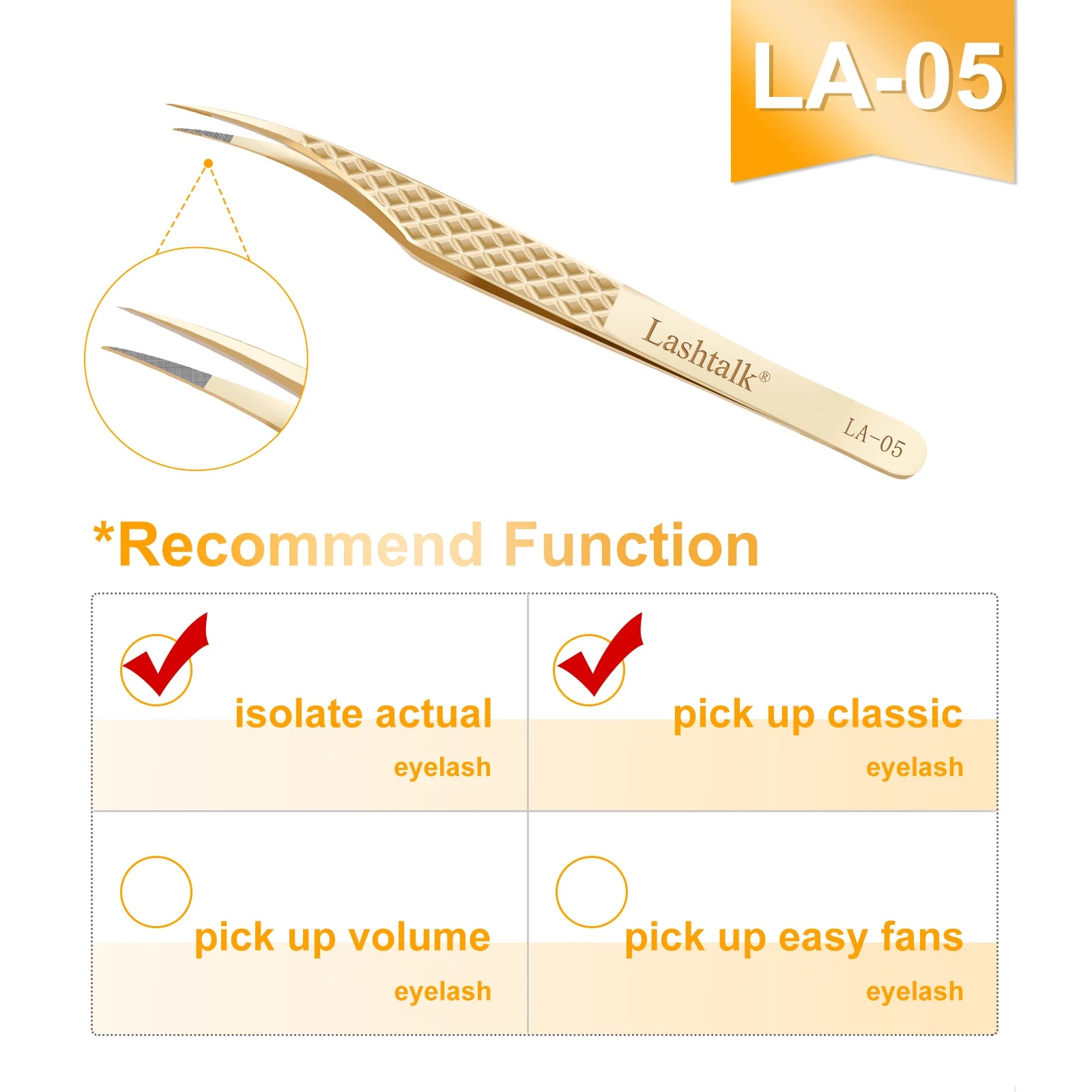 Precision Fiber Tip Eyelash Extension Tweezers with Diamond Grip - Smarsty