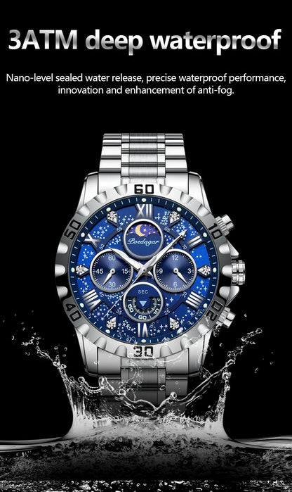 POEDAGAR Luxury Waterproof Quartz Sports Watch for Men - Smarsty