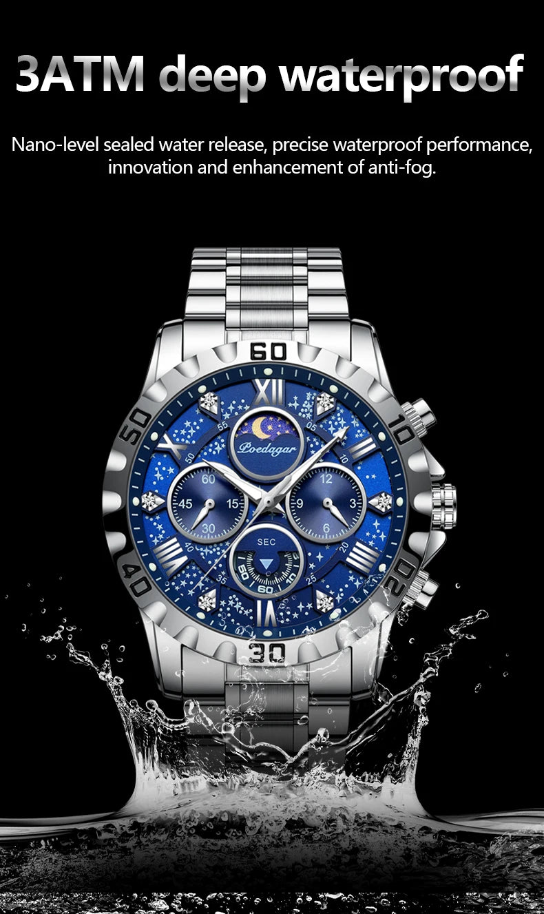 POEDAGAR Luxury Waterproof Quartz Sports Watch for Men - Smarsty