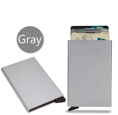 Rfid Smart Wallet Card Holder Metal Thin Slim Men Women Wallets Pop Up Minimalist Wallet Small Black Purse Vallet Walets for Men - Smarsty