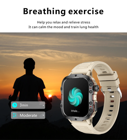Rugged Military Smart Watch for Men with Bluetooth Calling - Smarsty