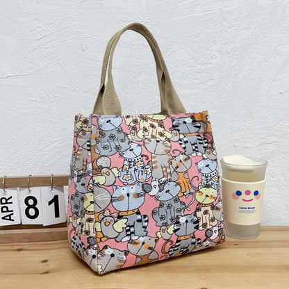Chic Cat Pattern Top Handle Bag For Women Everyday Use - Smarsty