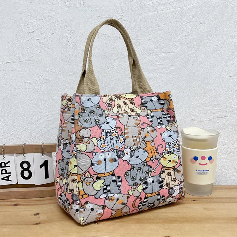 Chic Cat Pattern Top Handle Bag For Women Everyday Use - Smarsty