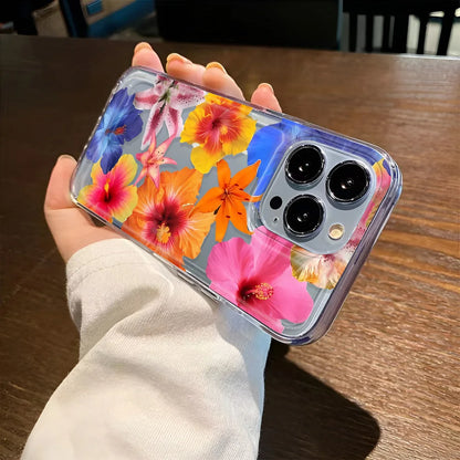 Clear Floral Pattern Phone Case For iPhone 7 To 16 - Smarsty