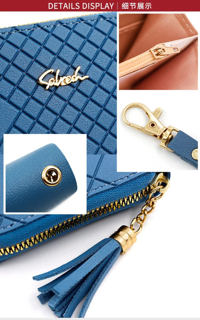 Zipper Money Coin Purse Women Card Holder Long PU Leather Clutch Wallet Large Capacity Lady Wristlet Phone HandBags Money Pocket - Smarsty