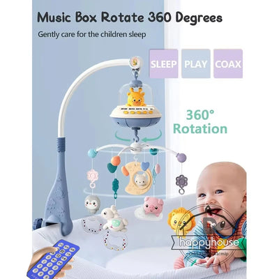 Musical Baby Crib Mobile with Lights Music Projection for Infants Remote Control Crib Toys for Newborn Baby Mobile for Crib Toys - Smarsty