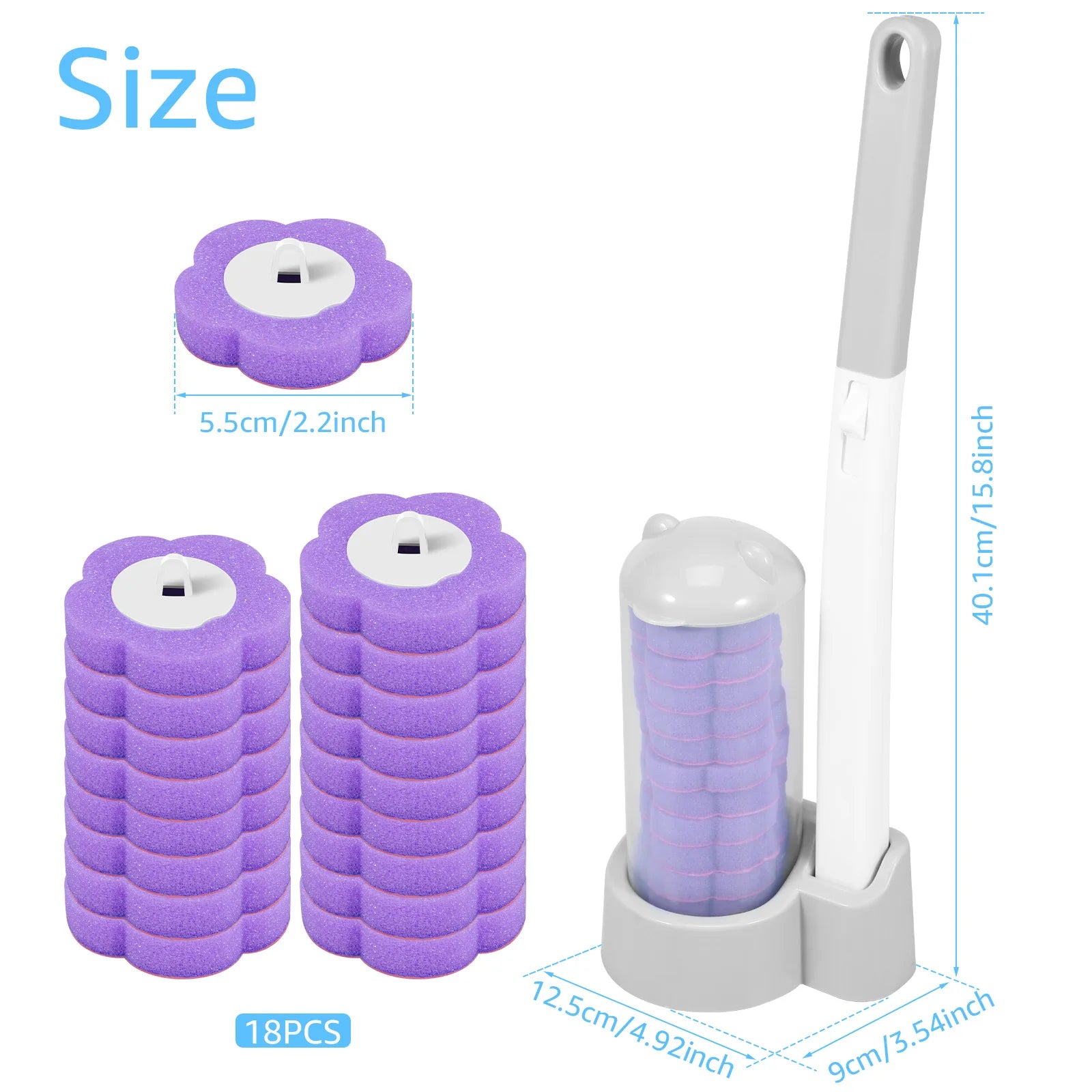 18/36Pcs Toilet Brush With Disposable Replacement Head Kits Upgrade Long Handle Bathroom Cleaning Brush For Home Wc Accessories - Smarsty
